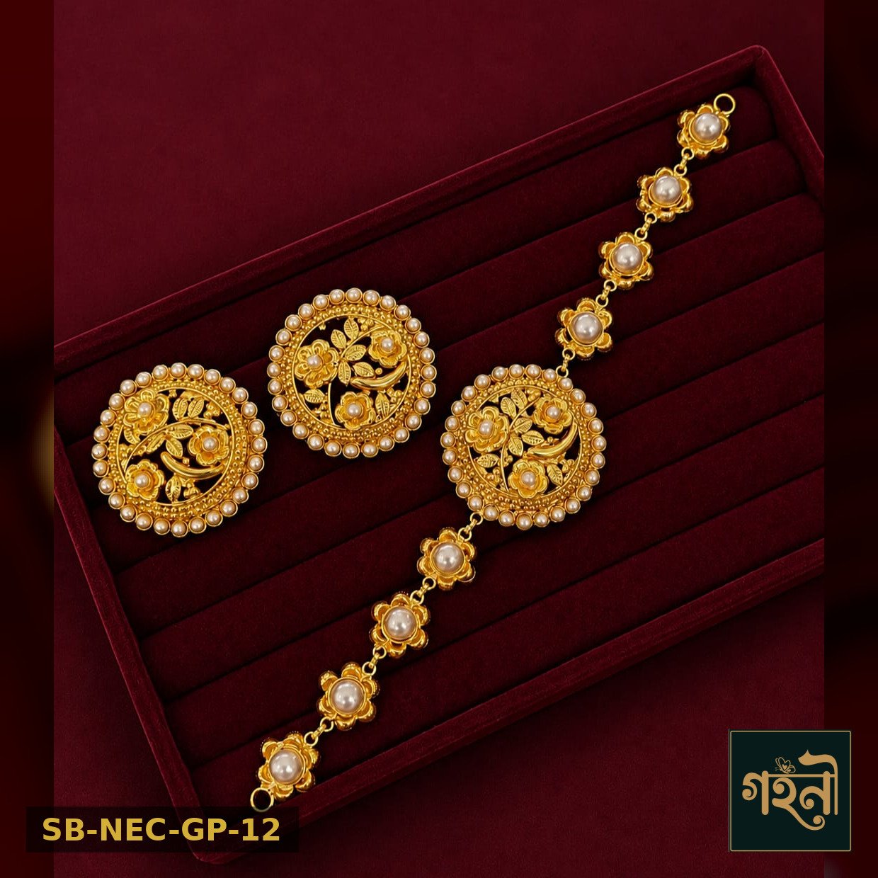Gohoni Gold Plate Necklace Set - Model 12